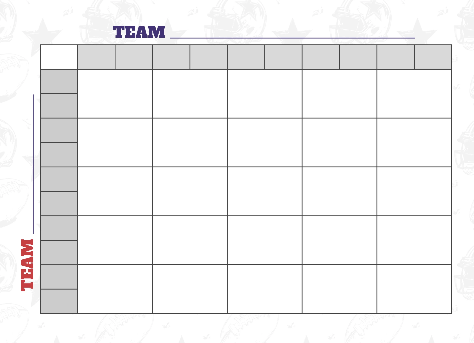 25 square football grid free google docs template - gdoc.io